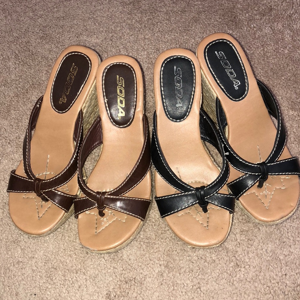 One pair of black wedges!
